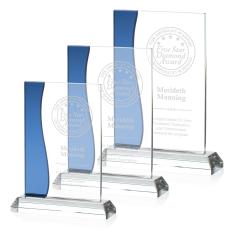Landfield Blue Rectangle Crystal Award - Crystal Awards
