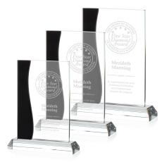 Landfield Black Rectangle Crystal Award - Crystal Awards