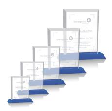 Denison Blue on Bartlett Rectangle Crystal Award - Crystal Awards