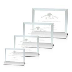 Rainsworth Jade/Silver (Horizontal) Rectangle Glass Award - Awards and Trophies