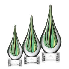 Aquilon Clear Base Tear Drop Glass Award - Art Glass Awards