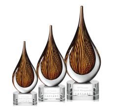 Barcelo Clear on Paragon Base Tear Drop Glass Award - Art Glass Awards