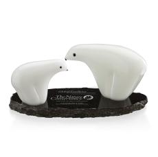 Polar Bear Mother/Daughter Animals Glass Award - Crystal Awards