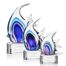 Neptune Fish Animals on Paragon Base Glass Award - Crystal Awards
