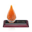 Aventura Tear Drop on Rosewood Base Glass Award