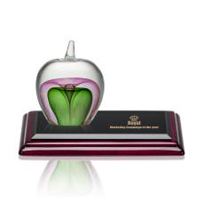 Tate Apple Glass on Rosewood Base Award - Crystal Awards