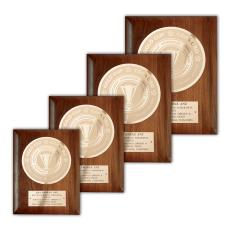 Etch/Frosted Plaq - Walnut Rolled Edge/Gold - Plaque Awards