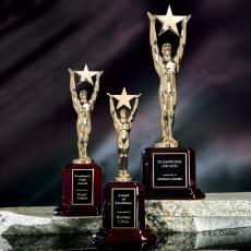 Star Achievement Star on Rosewood Metal Award - Metal Awards