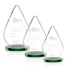 Glenhazel Green Tear Drop Crystal Award - Awards and Trophies