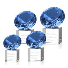 Gemstone Sapphire on Cube Crystal Award - Diamond Awards