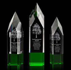 Coventry 3D Green  Obelisk Crystal Award - Crystal Awards