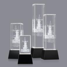 Robson 3D Black on Base Towers Crystal Award - Crystal Awards