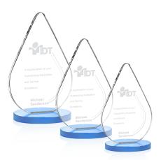 Glenhazel Sky Blue Tear Drop Crystal Award - Crystal Awards