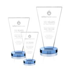 Burney Sky Blue Polygon Crystal Award - Awards and Trophies