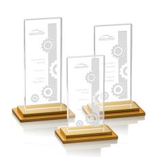 Santorini Amber Rectangle Crystal Award - Awards and Trophies