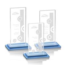 Santorini Sky Blue Rectangle Crystal Award - Awards and Trophies