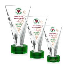 Mustico Full Color Green Unique Crystal Award - Crystal Awards