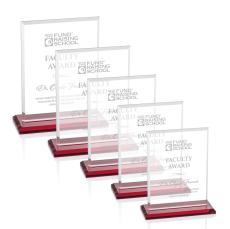 Vitalia Red  Rectangle Crystal Award - Awards and Trophies