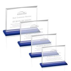 Lismore Blue  Rectangle Crystal Award - Awards and Trophies