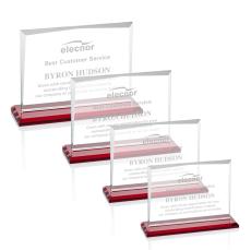 Lismore Red  Rectangle Crystal Award - Awards and Trophies
