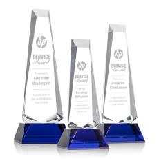 Rustern Blue  on Base Obelisk Crystal Award - Awards and Trophies