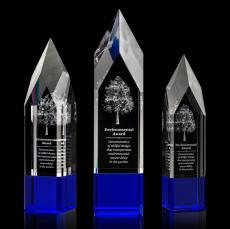 Coventry 3D Blue Obelisk Crystal Award - Awards and Trophies