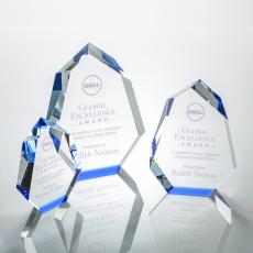 Norwood Blue  Polygon Crystal Award - Awards and Trophies