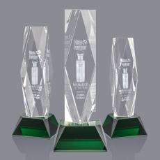 President 3D Green on Base Crystal Award - Awards and Trophies