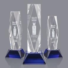 President 3D Blue  on Base Crystal Award - Awards and Trophies