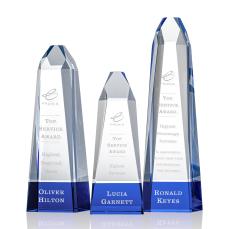 Radiant Blue Obelisk Crystal Award - Awards and Trophies