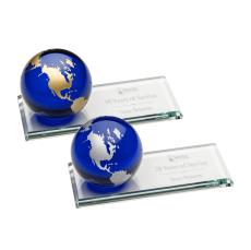 Fairfield Blue Globe Crystal Award - Crystal Awards