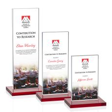 Heathrow Full Color Red Rectangle Crystal Award - Full Color Imprint