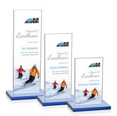 Heathrow Full Color Sky Blue Rectangle Crystal Award - Awards and Trophies