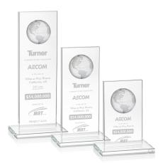 Brannigan Globe Clear Rectangle Crystal Award - Awards and Trophies