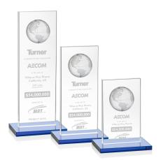 Brannigan Globe Sky Blue Rectangle Crystal Award - Globe Awards