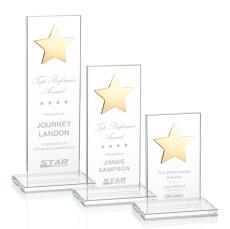 Dallas Star Clear/Gold Rectangle Crystal Award - Crystal Awards