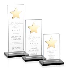 Dallas Star Black/Gold Rectangle Crystal Award - Awards and Trophies