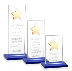 Dallas Star Blue/Gold Rectangle Crystal Award - Star Awards