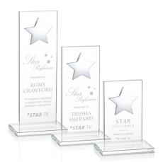 Dallas Star Clear/Silver  Rectangle Crystal Award - Crystal Awards