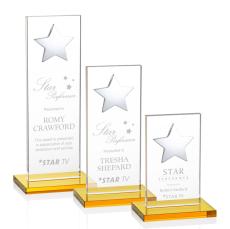 Dallas Star Amber/Silver Rectangle Crystal Award - Crystal Awards