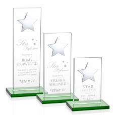 Dallas Star Green/Silver Rectangle Crystal Award - Crystal Awards
