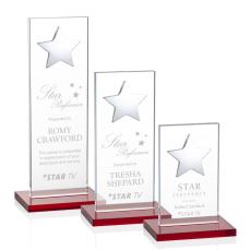 Dallas Star Red/Silver Rectangle Crystal Award - Crystal Awards