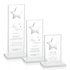 Dallas Star White/Silver Rectangle Crystal Award - Crystal Awards