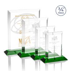 Harrington Green Rectangle Crystal Award - Awards and Trophies