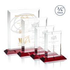 Harrington Red  Rectangle Crystal Award - Awards and Trophies