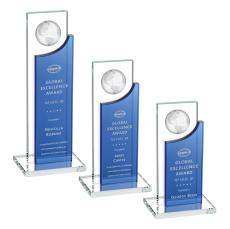 Sherwood Globe Blue Rectangle Crystal Award - Awards and Trophies