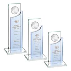 Sherwood Globe Sky Blue Rectangle Crystal Award - Awards and Trophies