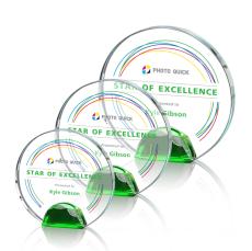 Maplin Full Color Green Circle Crystal Award - Diamond Awards