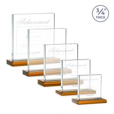 Terra Amber Square / Cube Crystal Award - Desktop Awards