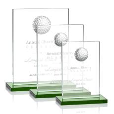 Cumberland Golf Green Rectangle Crystal Award - Golf Awards
